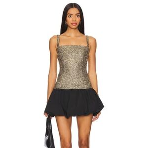 Bellona Dress in Gold & Black Amanda Uprichard